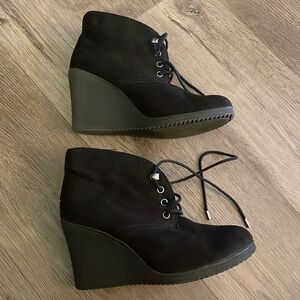 Lace Up Wedge Booties